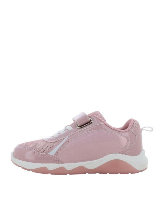 Παιδικά Sneakers Ανατομικά με Σκρατς & Φωτάκια Ροζ