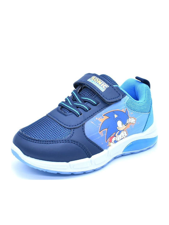 Kids Sneakers with Hoop & Loop Closure & Lights Blue