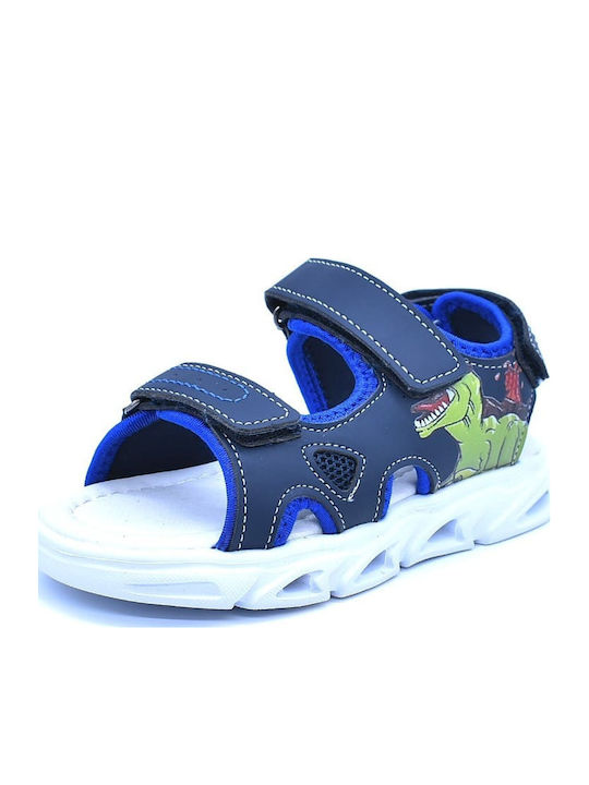 Kindersandalen Anatomisch mit Bügel- und Schleifenverschluss mit Lichtern Blau