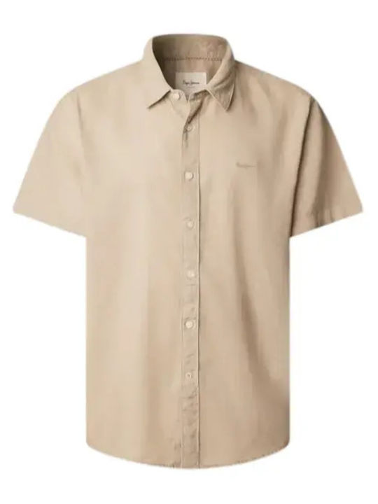 Percy Short Sleeve Shirt in Regular Fit Beige