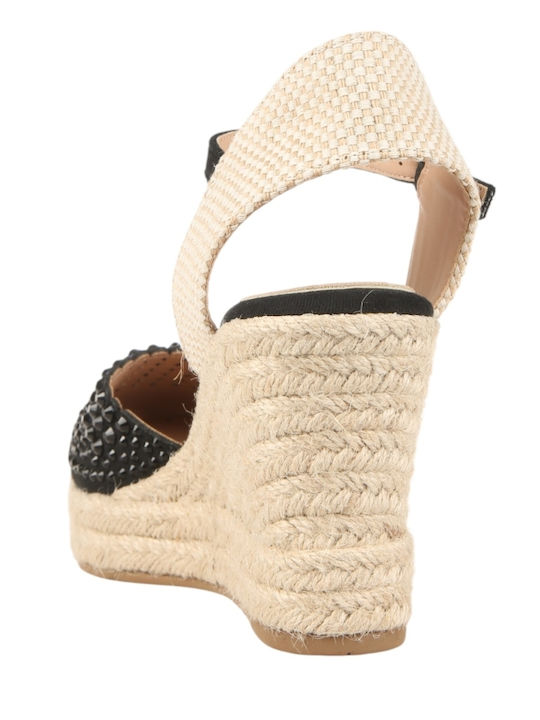 Sommer Damenplattformen in Stil Espadrilles Schwarz