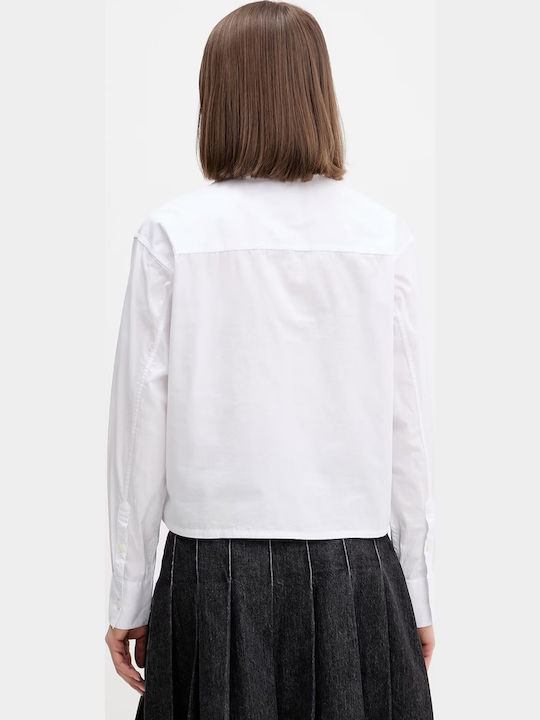 Long Sleeve Women's Denim Shirt White