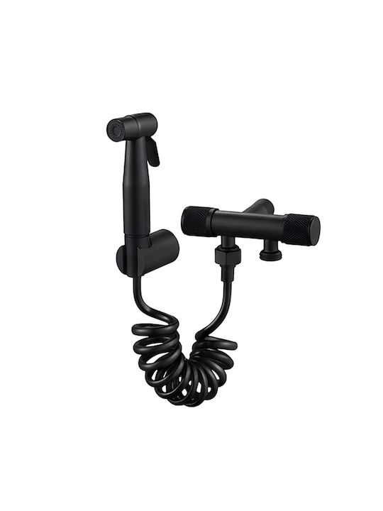 Avizar Multifunction Hand Shower Spiral Hose Stopcock Black