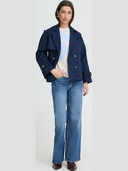 Women's Blue Gabardine Oversized