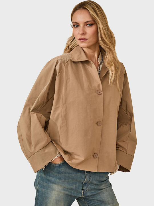 Women's Beige Gabardine Oversized