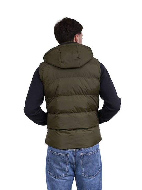 Sleeveless Puffer Windproof Jacket Olive