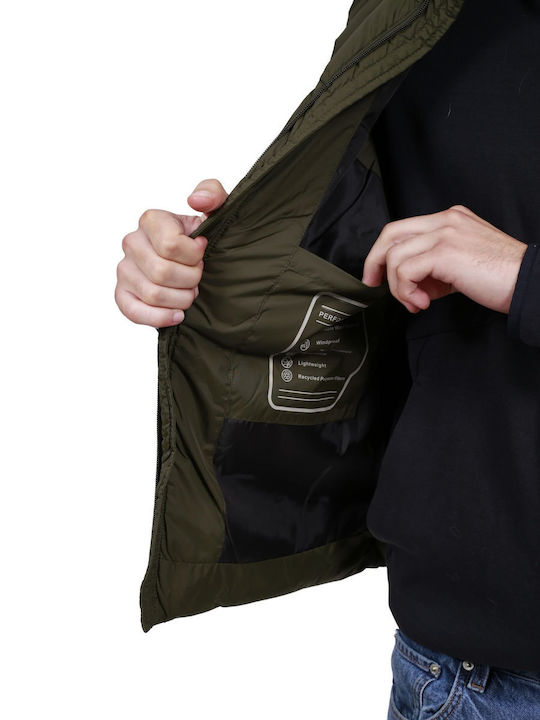 Sleeveless Puffer Windproof Jacket Olive