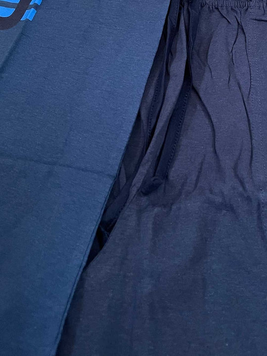 Enrico Coveri Sommer Herrenpyjama Bermuda in Marineblau