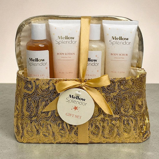 Set Spa Pentru Femei Mellow Splendor Gel De Duș Loțiune De Corp Sare De Baie Exfoliant De Corp Pouch Cosmetic