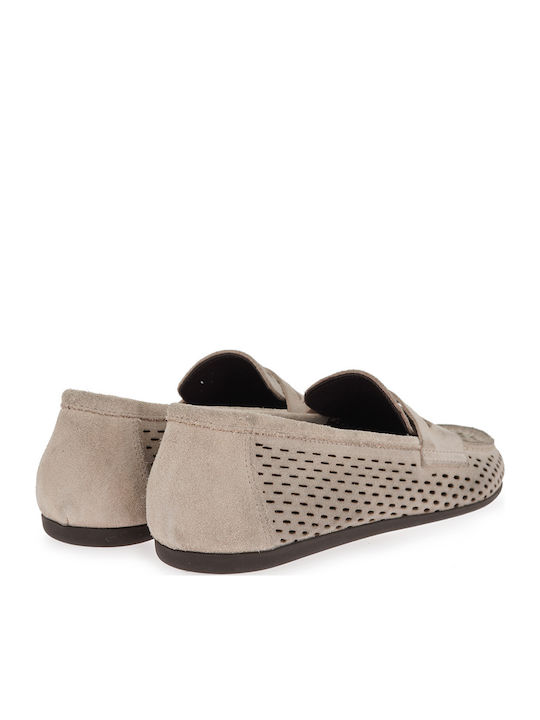 Δερμάτινα Γυναικεία Loafers σε Μπεζ Χρώμα