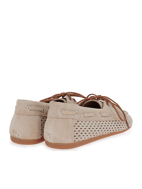 Δερμάτινα Γυναικεία Loafers σε Μπεζ Χρώμα