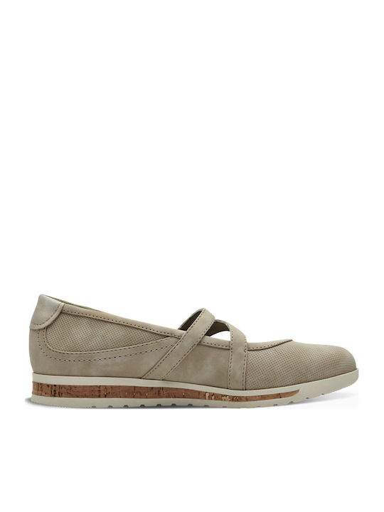 Women's Ballerina Shoes with Strap in Beige Colour