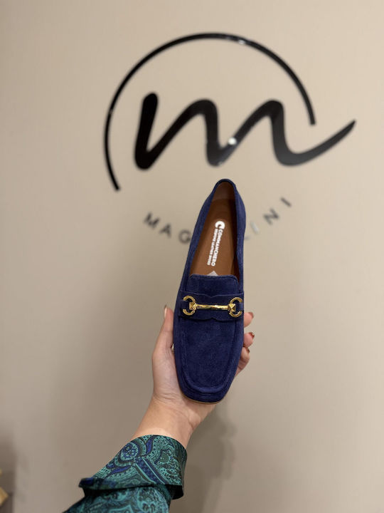 Δερμάτινα Γυναικεία Loafers σε Μπλε Χρώμα
