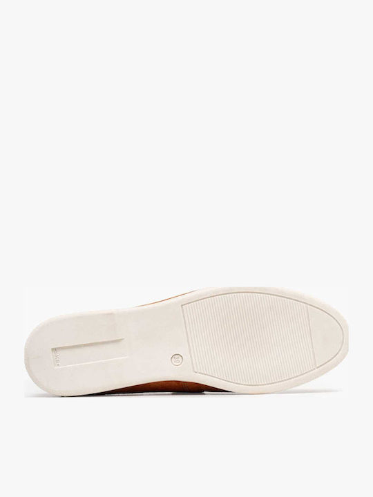 Leather Women's Loafers In Orange Colour