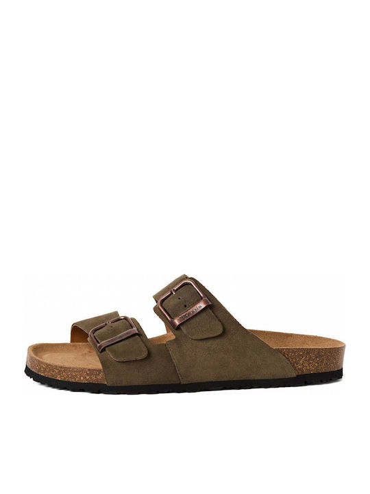 Leather Men's Sandals in Green Colour