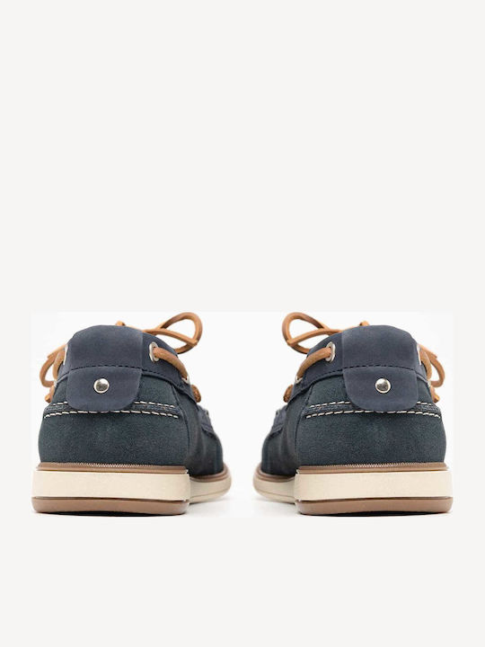 Leather Men's Boat Shoes in Blue Colour