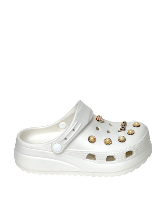 Sabino Women's White Clogs E428-Z-ASPRO