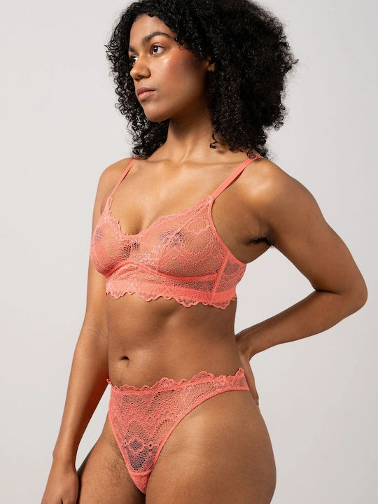 Balconette Red Bra with Light Padding without Underwire US.COSA.BRA.017.NETTO-coral