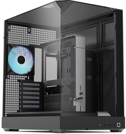APNX Carcasă PC Midi Tower Gaming cu Deschidere Laterală și Iluminare ARGB Neagră