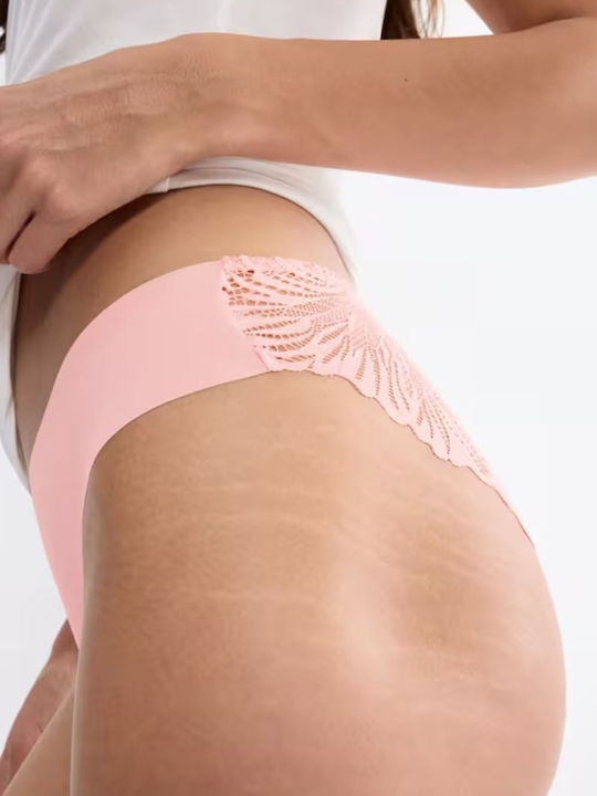 Micro Tai Damen-Slip Nahtlos mit Spitze Strawberry Cream