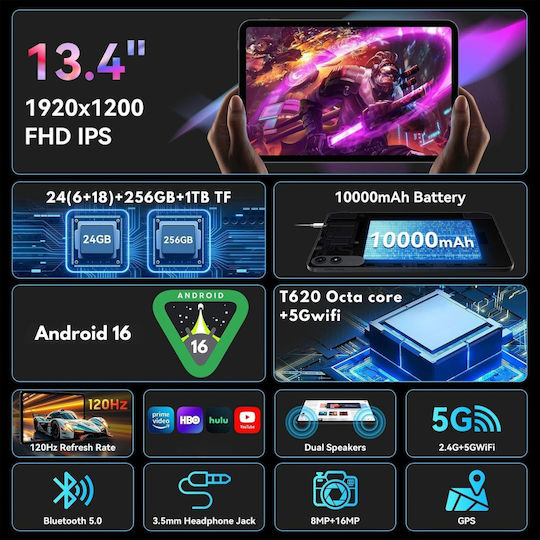 2-in-1 13.4" Tablet (6GB/256GB) Γκρι