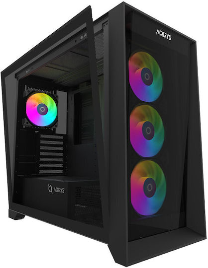 Aqirys XO-1 Gaming Middle Tower Carcasă PC cu Panou Lateral și Iluminare ARGB Neagră