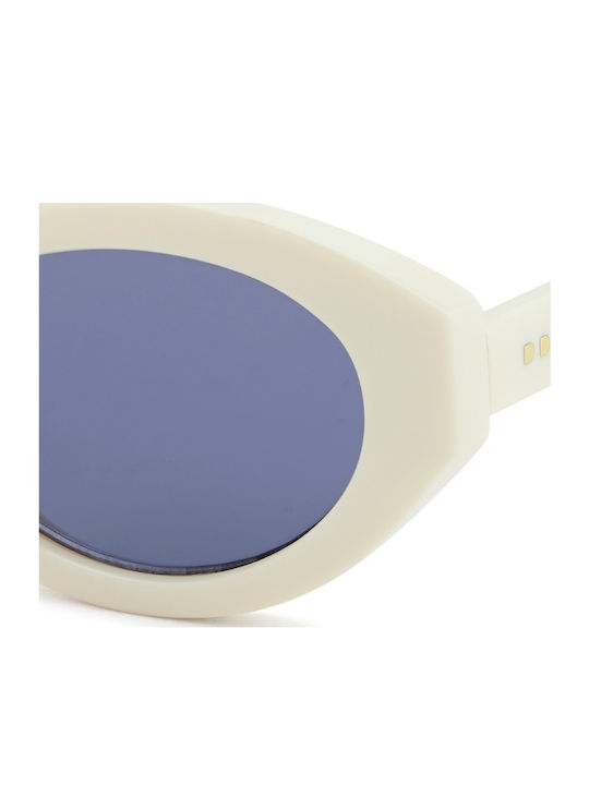 Prive Revaux Women’s Sunglasses with White Horn-Rimmed Frame and Blue Lens PR3004/G/S AXJ/KU