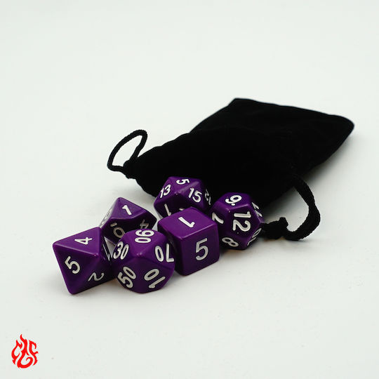 Set Of Matte Purple Dice Pouch Set Of Acrylic Dice RPG Dungeons & Dragons Pathfinder Wargames