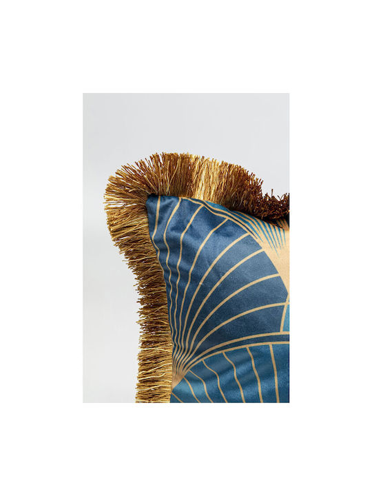 Kare Design Μαξιλάρι Καναπέ Leaves Μπλε/Χρυσό 45x45εκ.