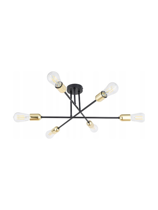 TK Lighting Πλαφονιέρα Οροφής Μαύρη με Ντουί E27