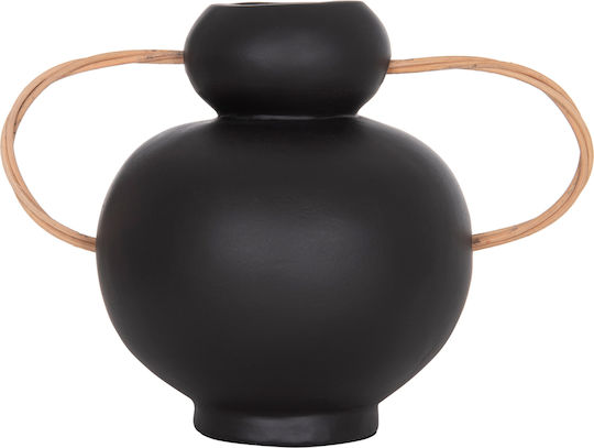 HomeMarkt Decorative Vase Ceramic Mibo Black 22.5x15xH19cm