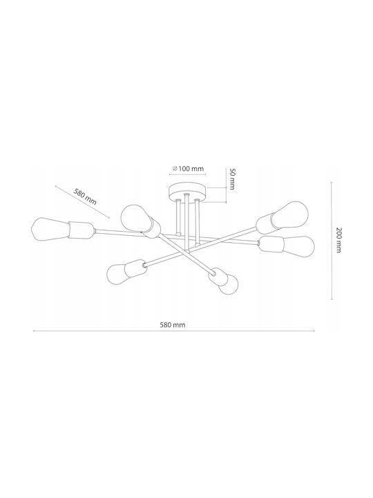 TK Lighting Πλαφονιέρα Οροφής Μαύρη με Ντουί E27