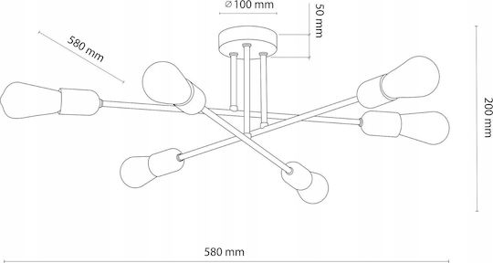 TK Lighting Πλαφονιέρα Οροφής Μαύρη με Ντουί E27