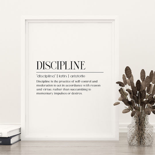 Quote Poster Discipline Aristotle Pq146 50cm X 70cm Κορνίζα Καφέ Ξύλου