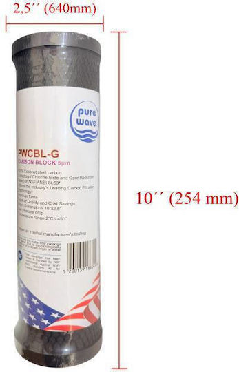 Filtru de Apă de Schimb pentru Robinet din Carbon Activat 10" 5 μm