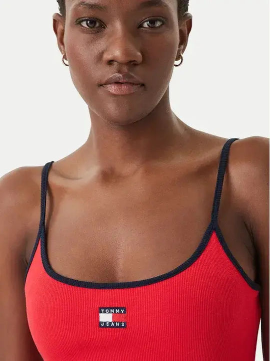 Summer Mini Athletic Dress with Spaghetti Straps Red