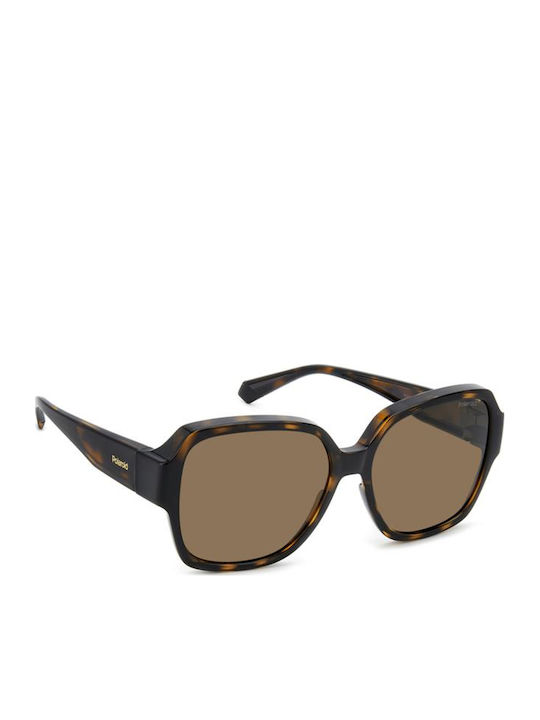 Polaroid Männliche Sonnenbrillen mit Brauner Schildkröten-Fassung und Braunen Gläsern PLD9021/S 086/SP
