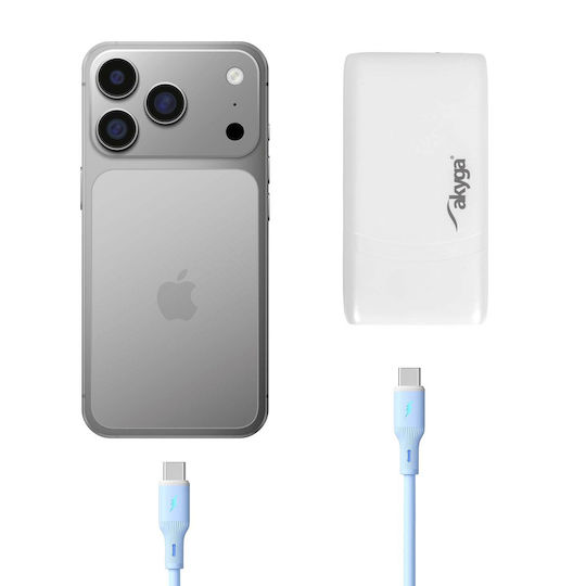Akyga Mobile Phone Charger Without Cable GaN with USB-A Port and USB-C Port 65W Power Delivery / Quick Charge 3.0 / Quick Charge 4+ White (AK-CH-31)