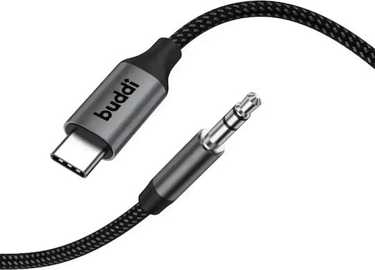 Buddi Cablu Flex USB 2.0 USB-C Male - 3,5 mm Negru 2m