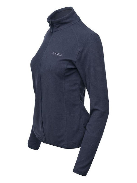 Fleece Women's Cardigan with Zipper in Navy Blue Colour