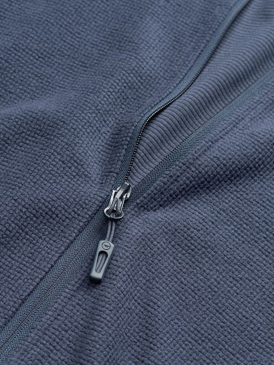 Fleece Women's Cardigan with Zipper in Navy Blue Colour