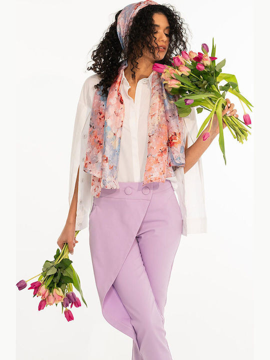 Pantaloni Dama Din Țesătură În Linie Tapered Violet