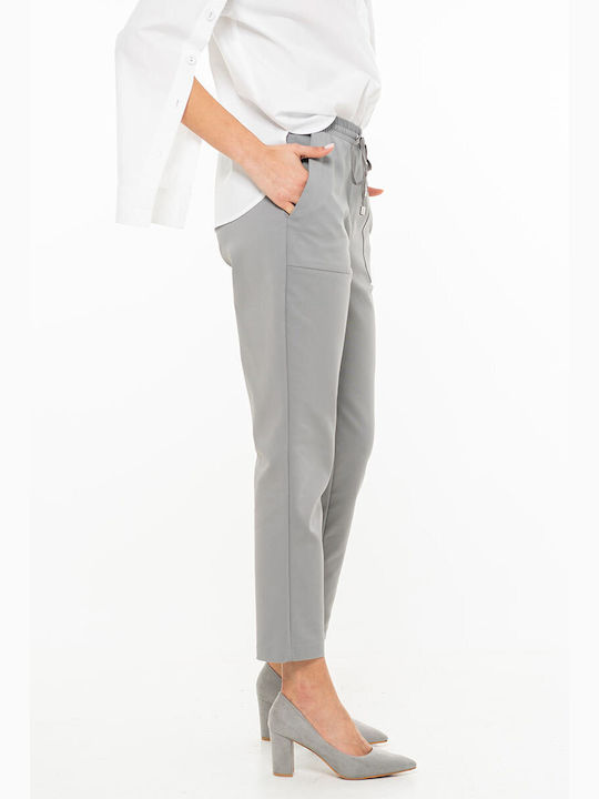 Women's Fabric Trousers in Relaxed Fit Grey