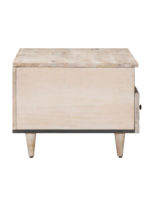 Masa Centrală Rectangulară Din Lemn Masiv Albă Cu Sertare L80xl54xh40cm