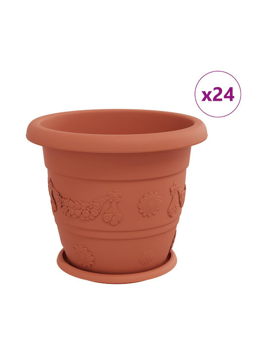vidaXL Set of 24 Plastic Flower Pots Terracotta