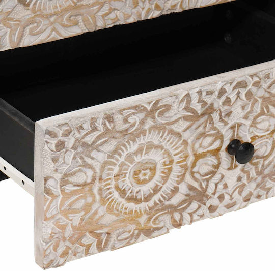 Bedside Table Made of Solid White Wood 50x33x60cm