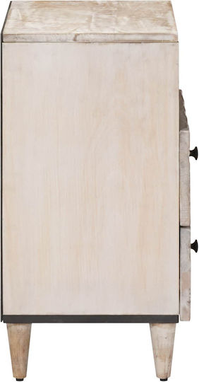 Bedside Table Made of Solid White Wood 50x33x60cm