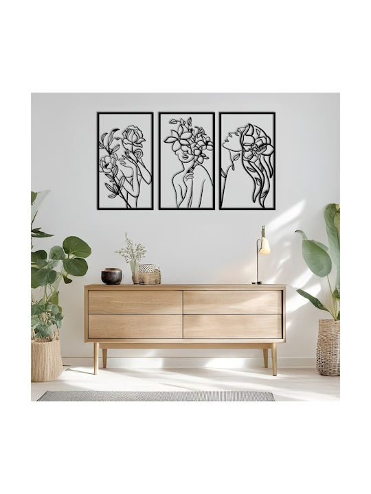 Pakketo Decorative Silhouette With Pakooworld Black Made of Metal 50x1.5x30cm 3 Pieces