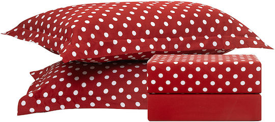 Beauty Home 10101 Подредба Кралица 4 Бройки 170x200+30см с Еластична Лента Червен