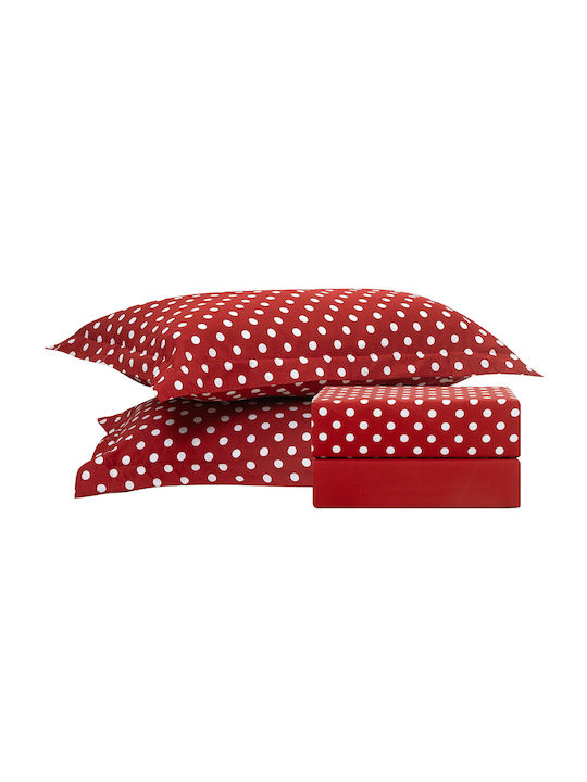 Beauty Home 10101 Set Bed Sheets Super King 240x260cm 4 (4 Pieces) 10101SEYD-Red